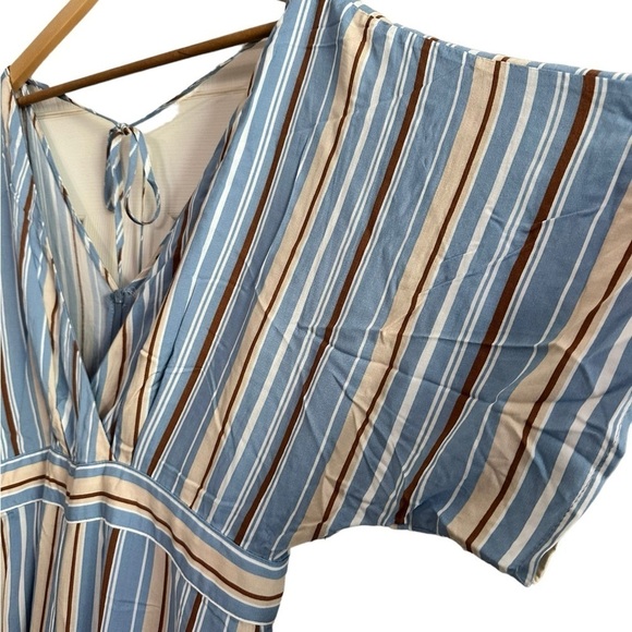 Lulus Vacation Bae Light Blue Striped Short Sleeve Jumpsuit Size XL - Picture 15 of 17